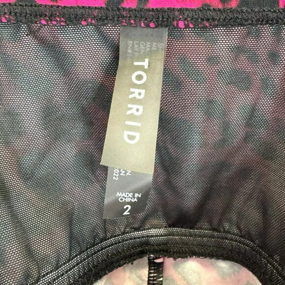 Torrid Tankini Swim Top Womens Plus Size 2X Wireless Cap Sleeve Pink Leopard NWT - Picture 3 of 5